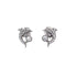 The Dolphin Charm Stud Earrings, named for their zirconia stone adornments in white gold filled settings, showcase a dazzling design with a ball elegantly nestled between the tails. They are beautifully presented on a pristine white background.